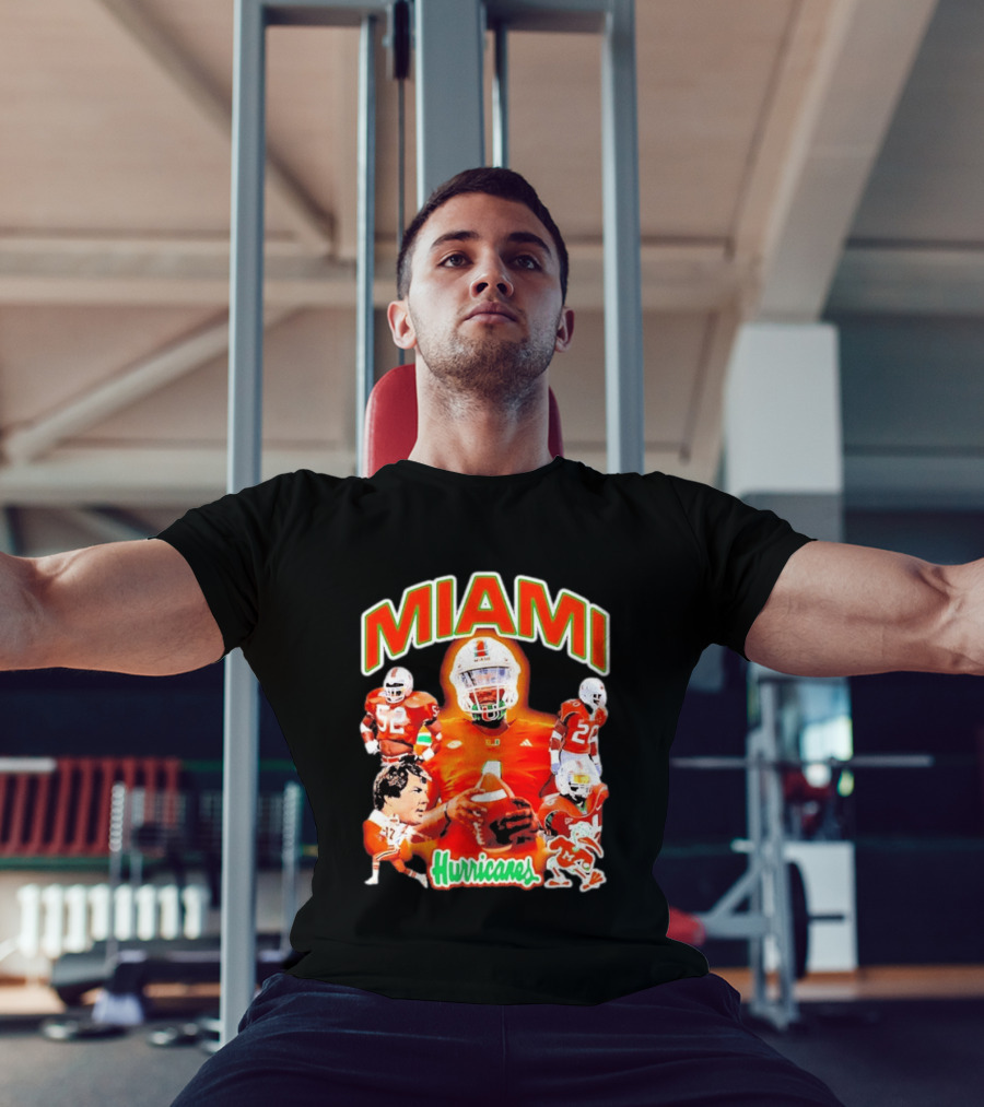 Miami Hurricanes Football Players Collage With Iconic Team Spirit T-Shirt