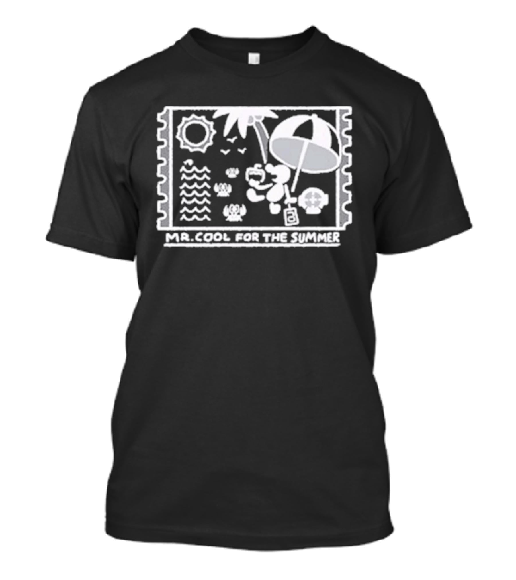 Mr. Cool For The Summer Beach Vibes Stamp Palm Tree Umbrella Sun T-Shirt