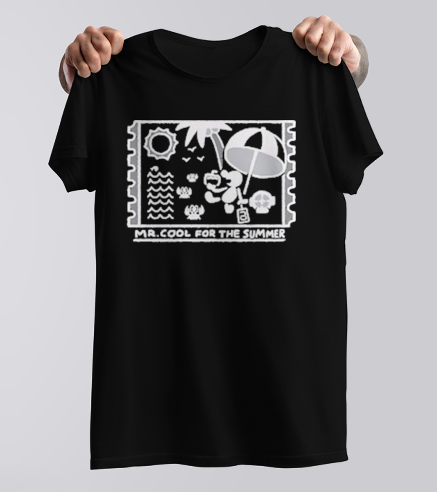 Mr. Cool For The Summer Beach Vibes Stamp Palm Tree Umbrella Sun T-Shirt