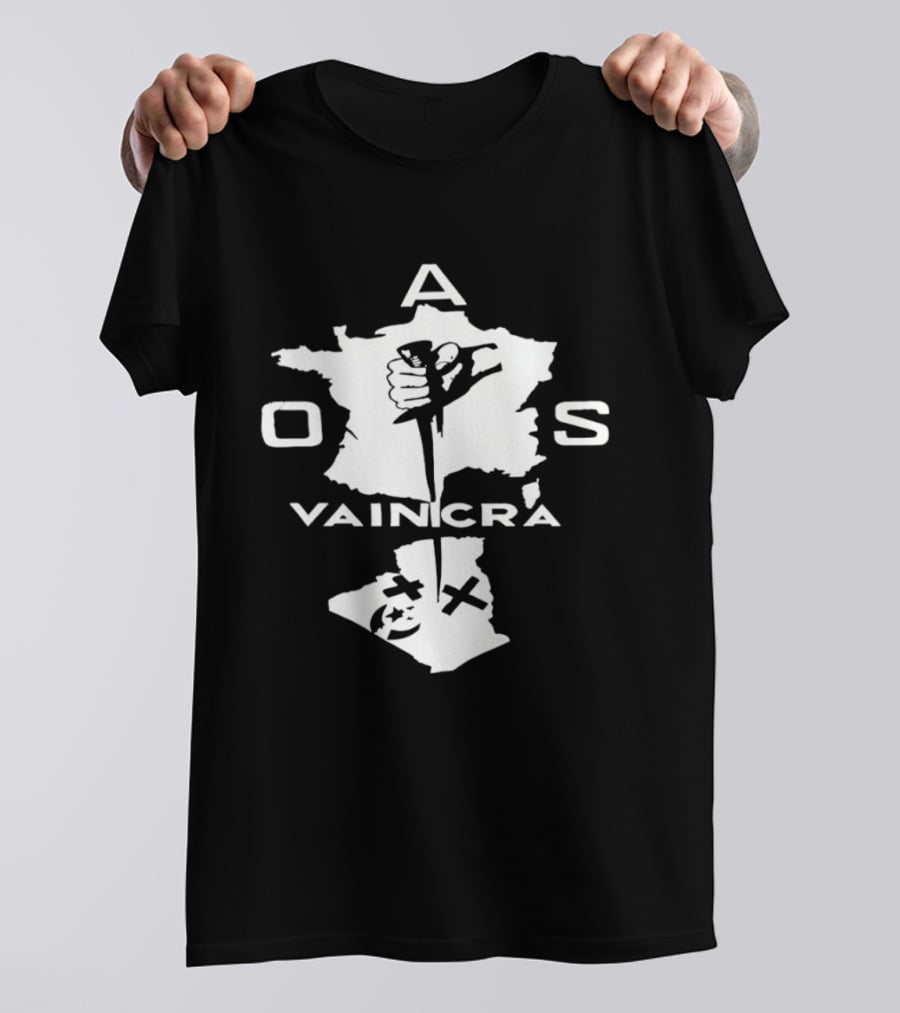 OAS Vaincra France Algeria Map Hand Dagger T-Shirt