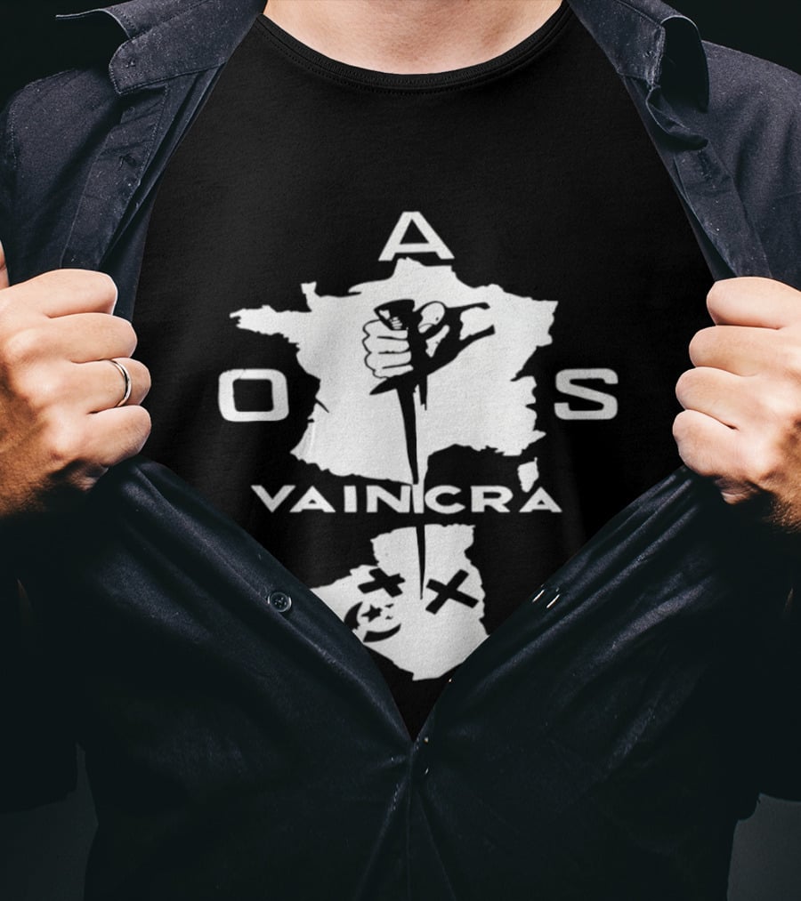 OAS Vaincra France Algeria Map Hand Dagger T-Shirt