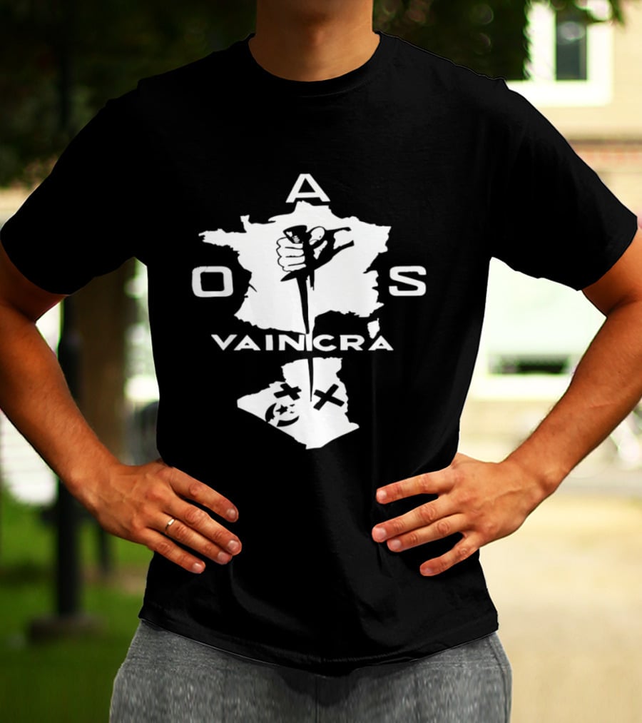 OAS Vaincra France Algeria Map Hand Dagger T-Shirt
