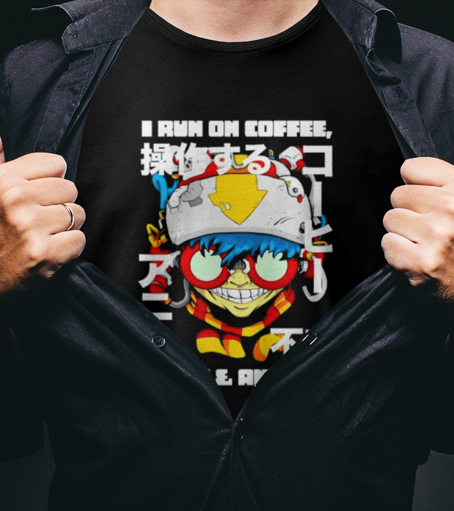 I Run On Coffee Anime And Anxiety Colorful T-Shirt