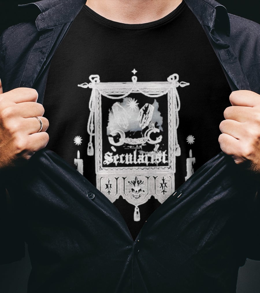 Secularist Symbolism With Chains And Wings On Tapestry T-Shirt