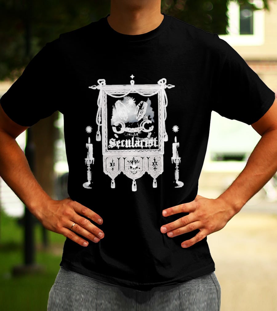 Secularist Symbolism With Chains And Wings On Tapestry T-Shirt