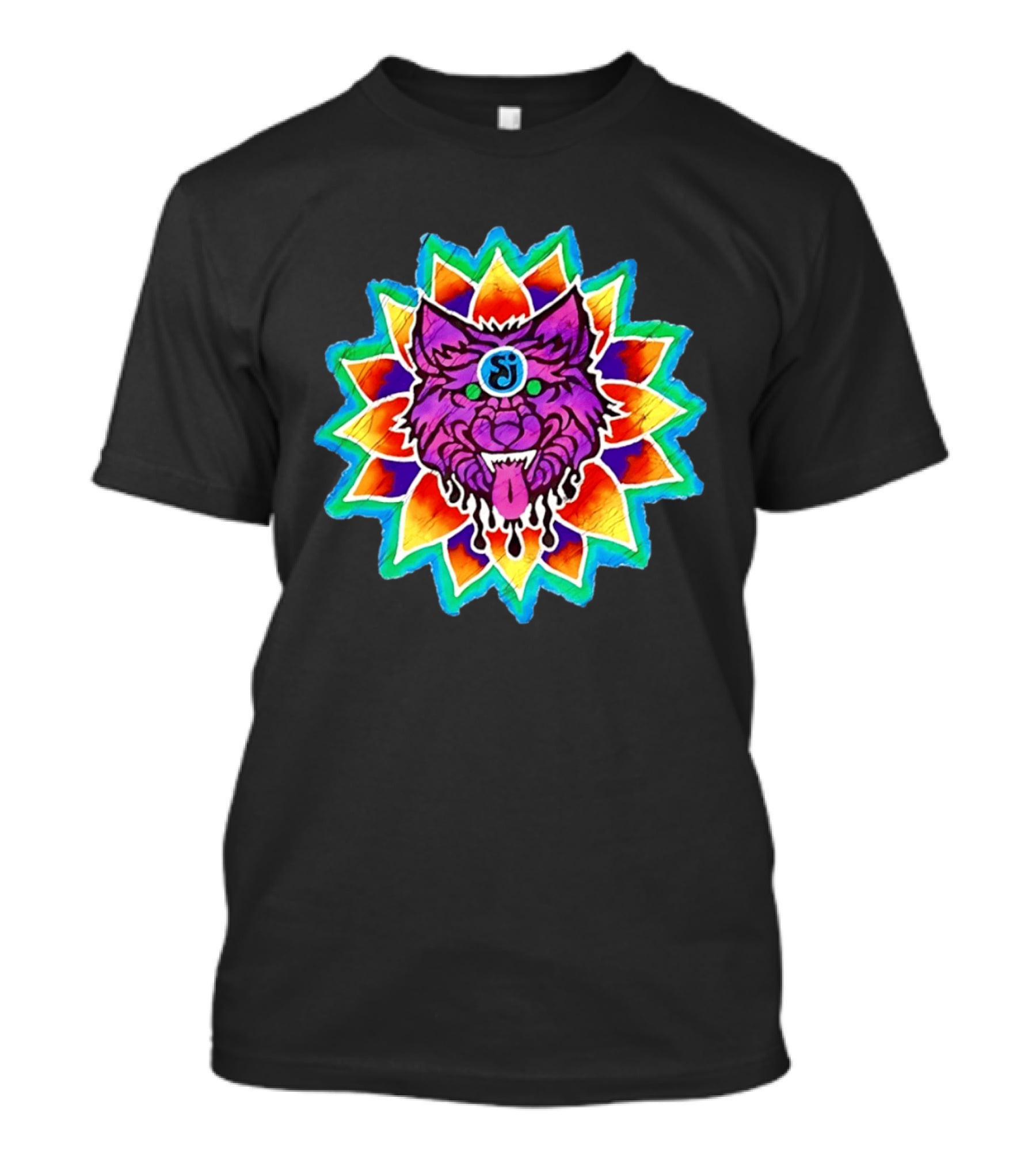 Sj Wolf Mandala Psychedelic Tribal Vivid T-Shirt