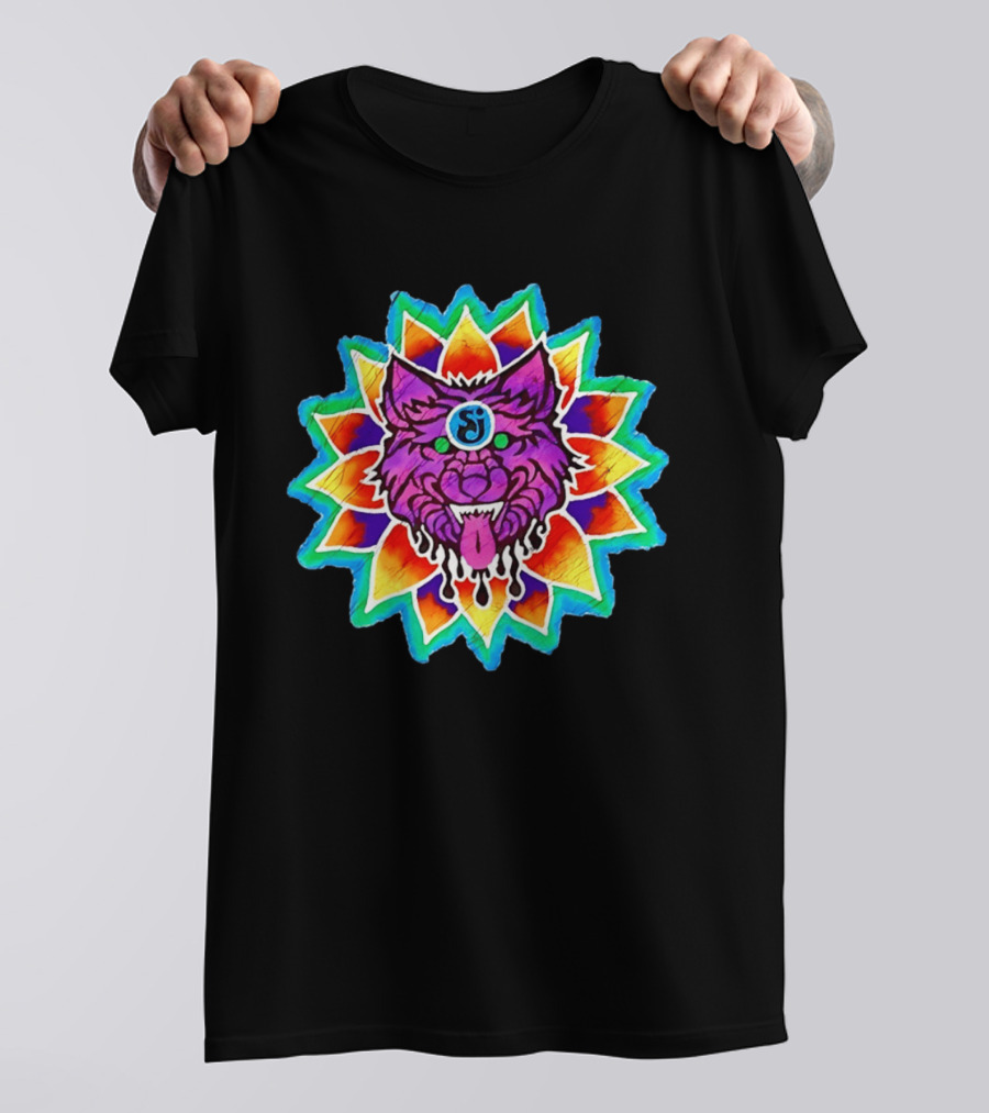 Sj Wolf Mandala Psychedelic Tribal Vivid T-Shirt