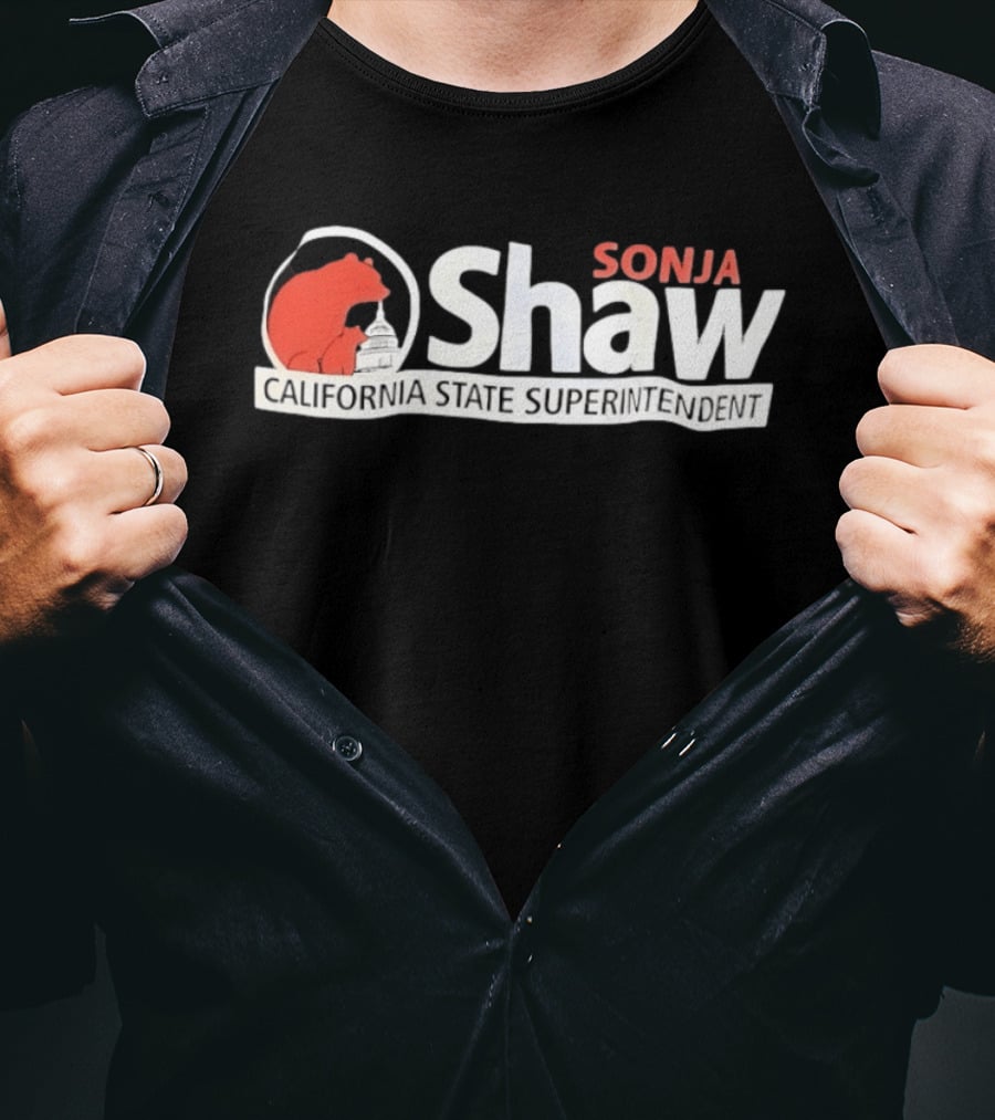SONJA SHAW California State Superintendent Red Bear California Capitol T-Shirt