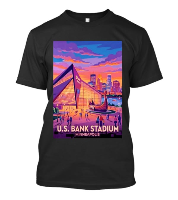 U.S. Bank Stadium Minneapolis Skyline Viking Boat Minnesota T-Shirt
