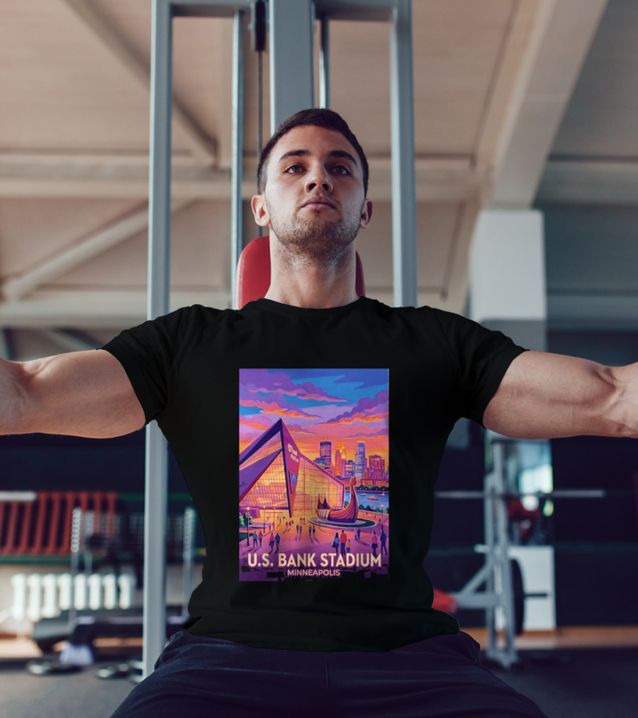 U.S. Bank Stadium Minneapolis Skyline Viking Boat Minnesota T-Shirt