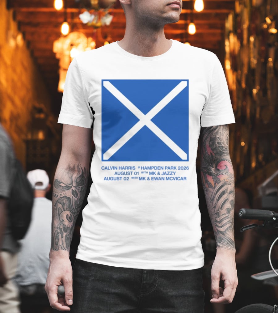 Calvin Harris Hampden Park 2023 Ecru Saltire August MK Jazzy Amber Cox MK Smart Ecuador T-Shirt
