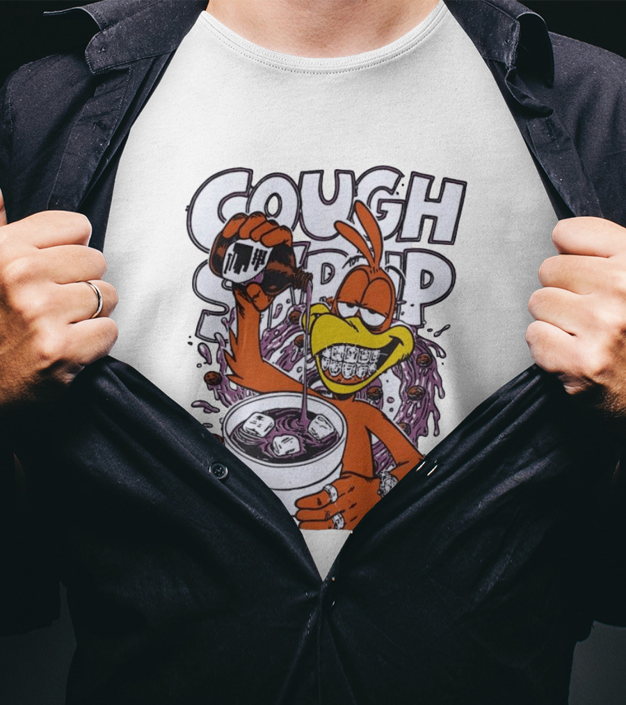 Cough Syrup Toucan Purple Drink Ice Braces Cartoon T-Shirt