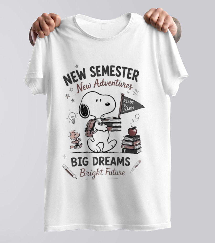 Snoopy New Semester New Adventures Big Dreams Bright Future Peanuts Comic Strip T-Shirt