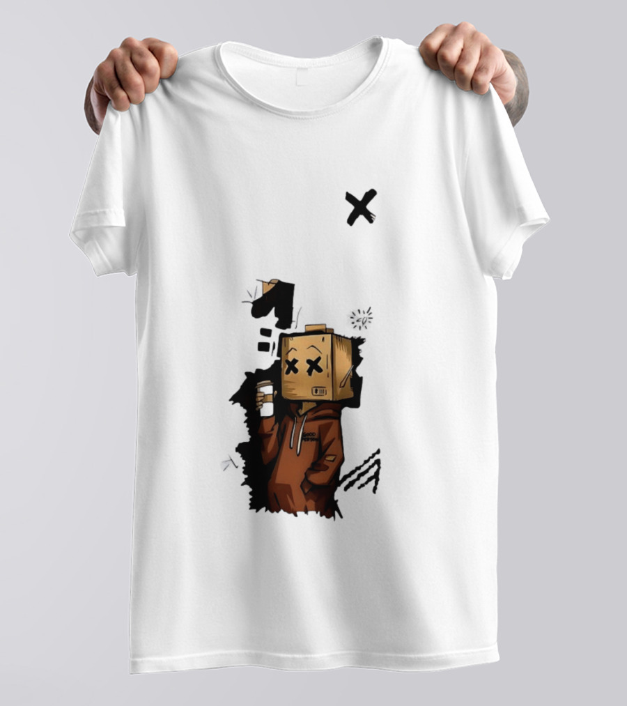 Good Person Box Head Drinking Coffee T-Shirt