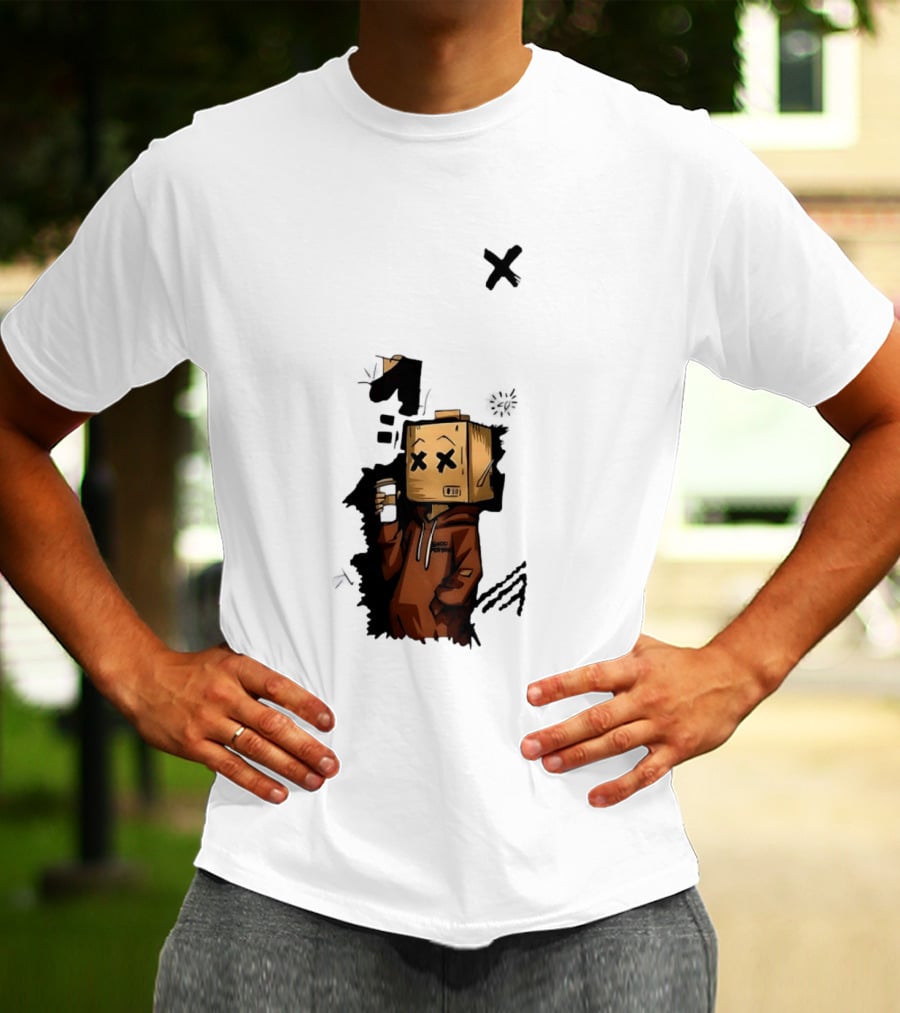 Good Person Box Head Drinking Coffee T-Shirt