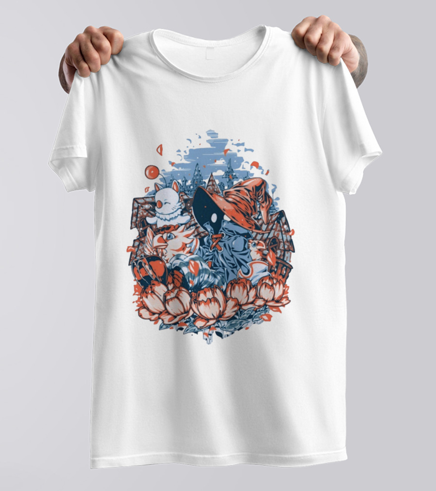 Vivi Ornitier Moogles Chocobos Day Of Calm Fantasy Blossom Scene T-Shirt