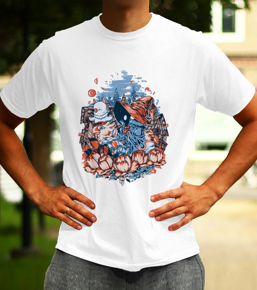 Vivi Ornitier Moogles Chocobos Day Of Calm Fantasy Blossom Scene T-Shirt