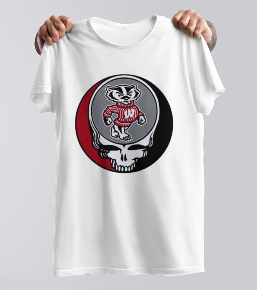 Grateful Dead Wisconsin Badgers Skull And Bucky T-Shirt