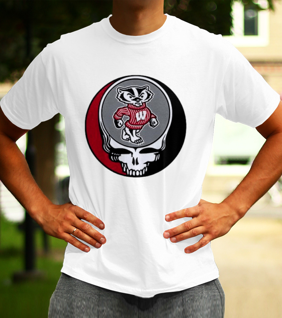 Grateful Dead Wisconsin Badgers Skull And Bucky T-Shirt
