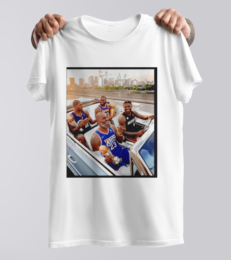 Lebron James Lakers Cavaliers Heat Champions Trophies Parade T-Shirt