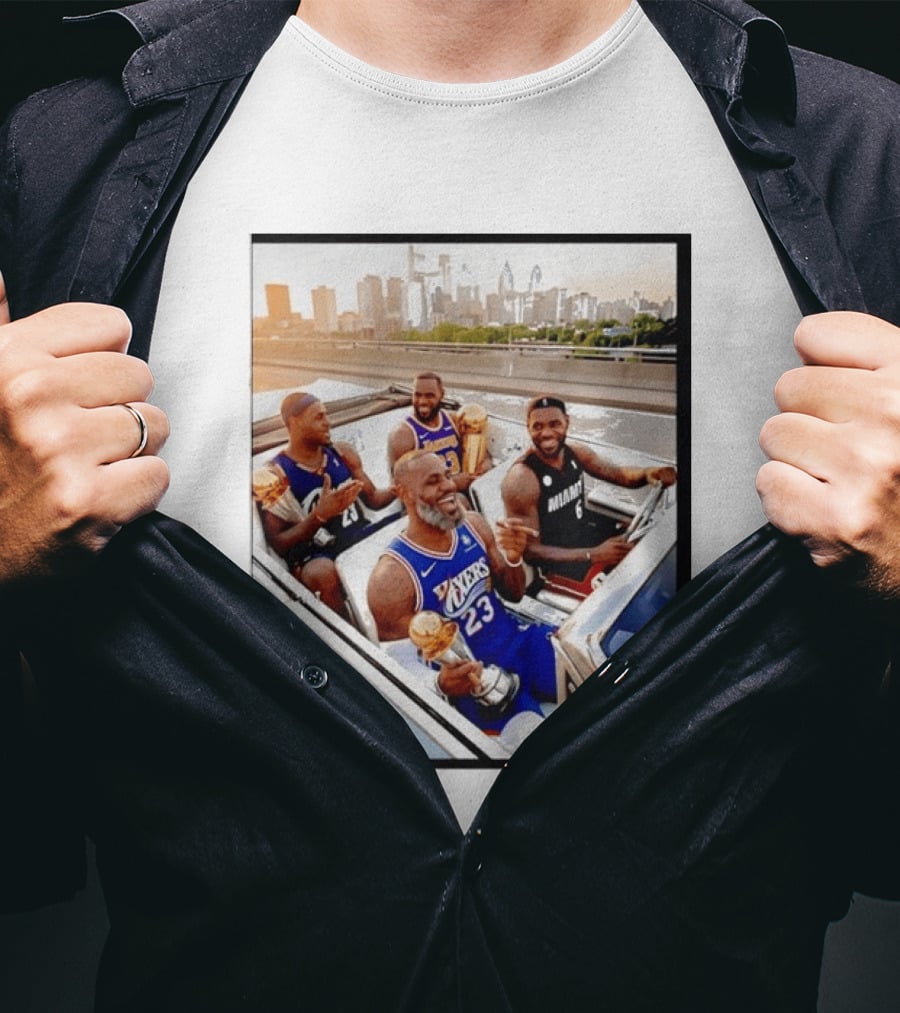 Lebron James Lakers Cavaliers Heat Champions Trophies Parade T-Shirt