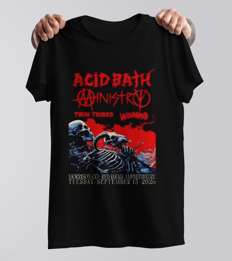 Acid Bath Ministry Twin Tribes Windhand Red Rocks Amphitheatre September 2026 Concert T-Shirt