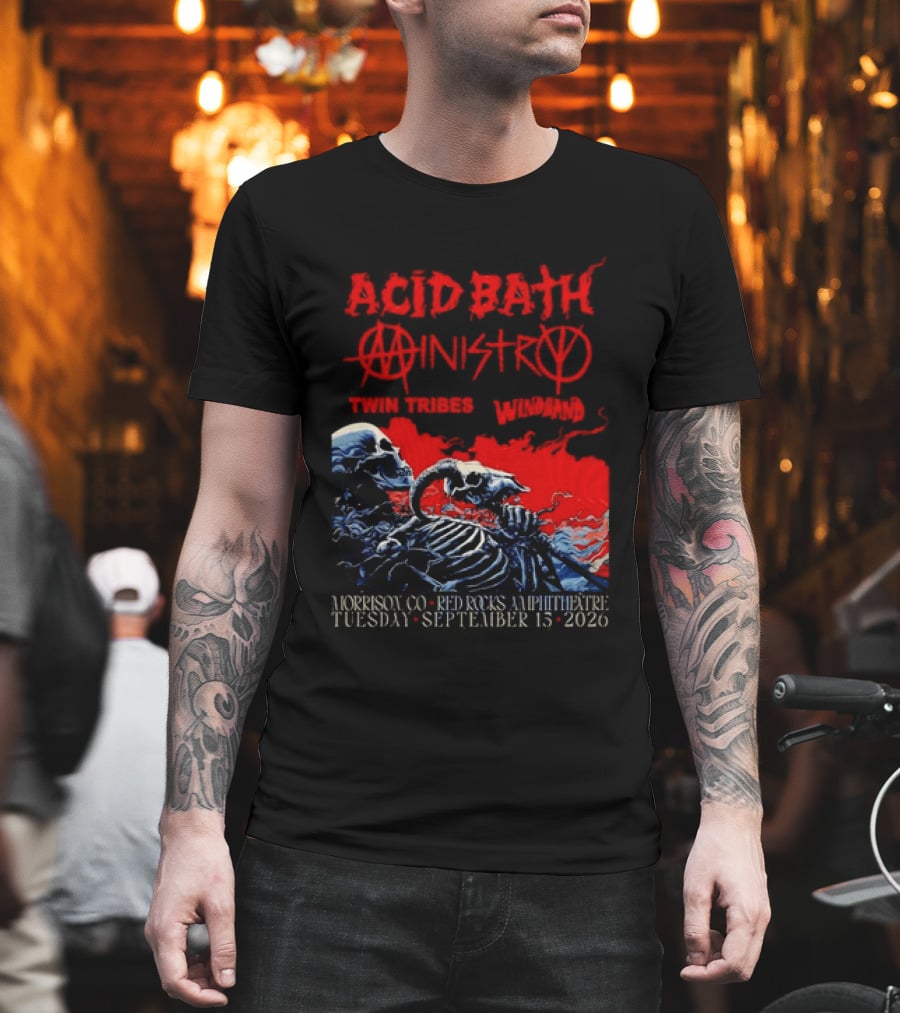 Acid Bath Ministry Twin Tribes Windhand Red Rocks Amphitheatre September 2026 Concert T-Shirt