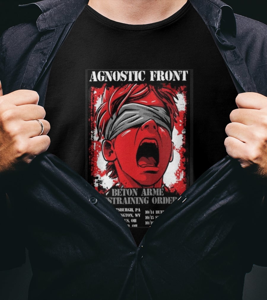 Agnostic Front 2026 Tour Beton Arme Restraining Order Pittsburgh Huntington Columbus Dates T-Shirt