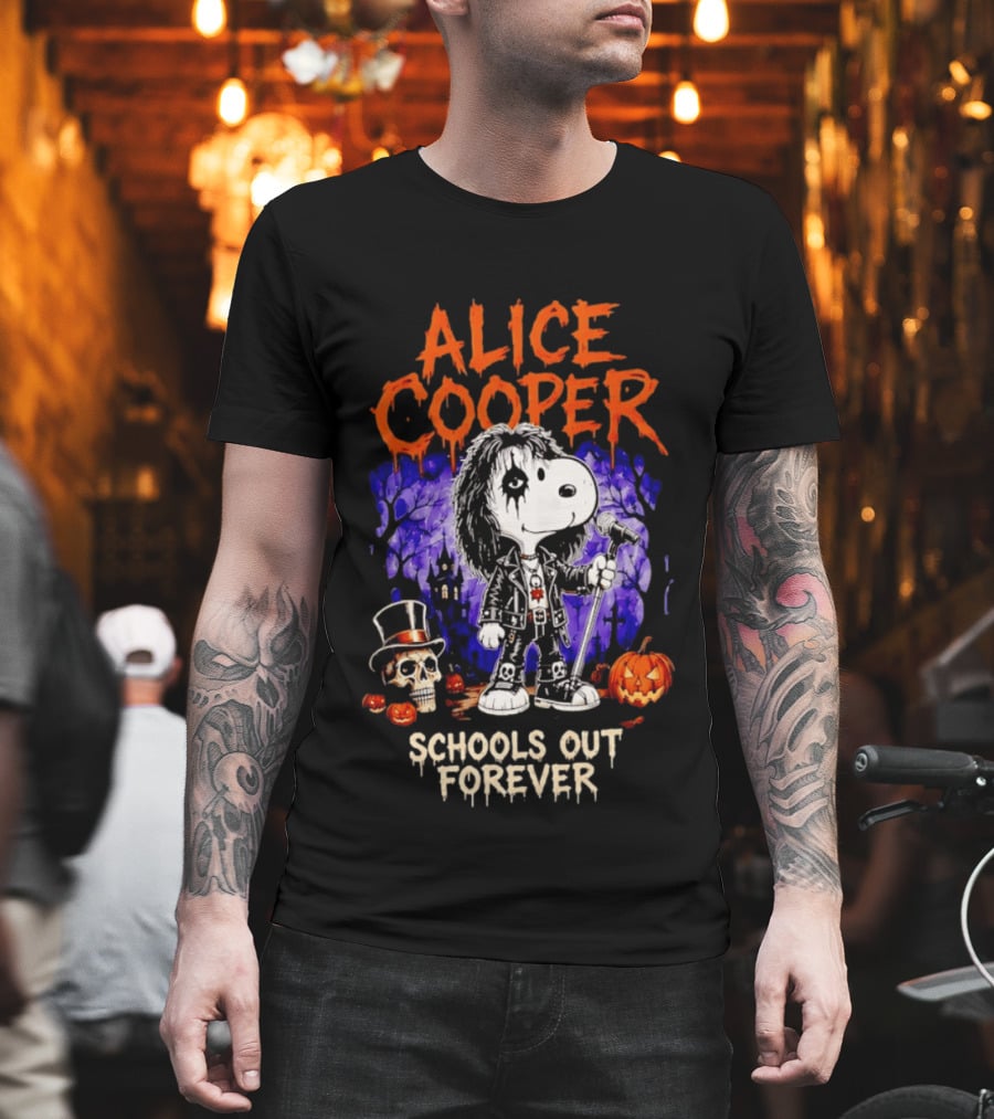 Alice Cooper Snoopy Schools Out Forever Halloween Punk Rock Mashup T-Shirt