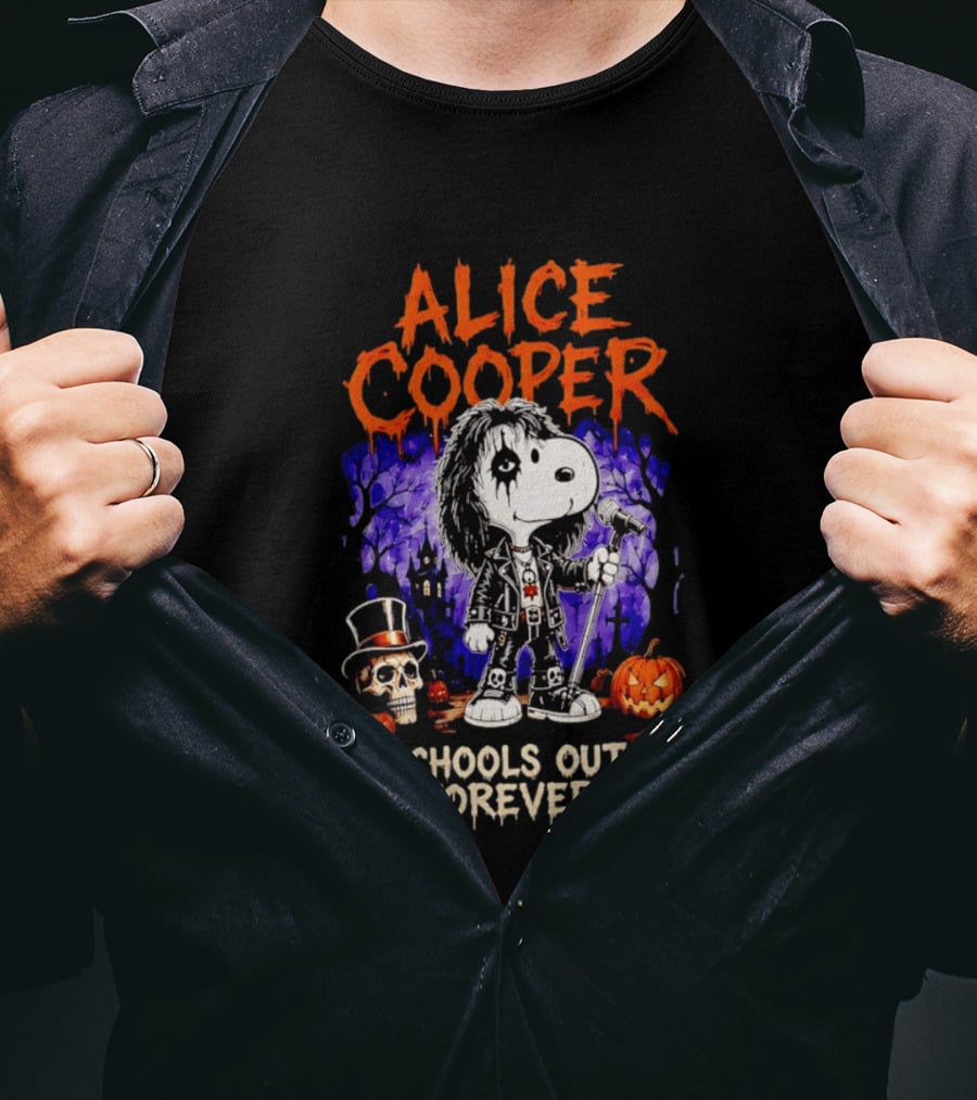 Alice Cooper Snoopy Schools Out Forever Halloween Punk Rock Mashup T-Shirt