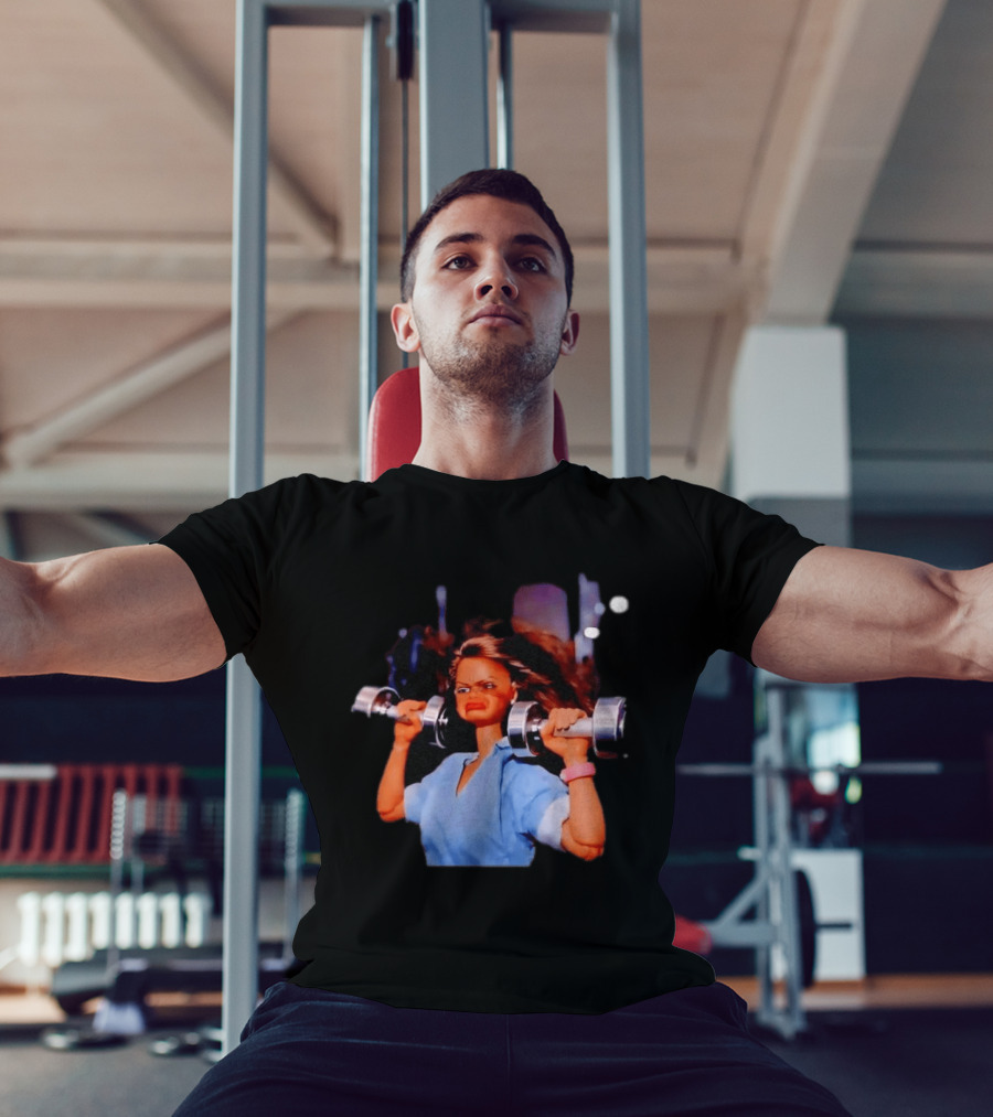 Barbie Lifting Weights Gym Meme Motivational Fitness Humor T-Shirt