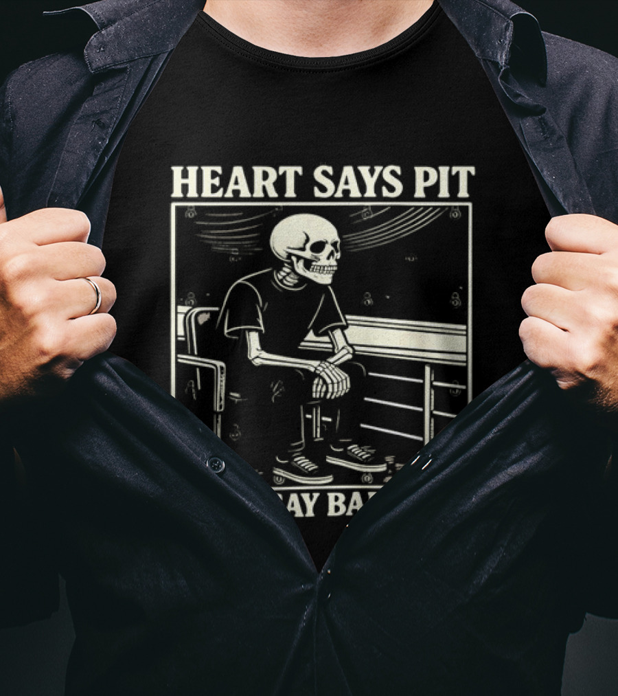 Heart Says Pit Knees Say Balcony Skeleton With Balcony Scene T-Shirt