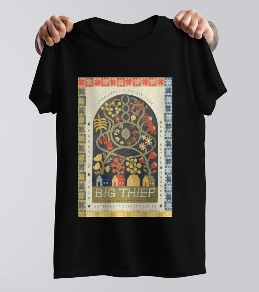 Big Thief Somersault Slide 360 Tour Burlington Vermont August 2 2026 Waterfront Concert Series T-Shirt