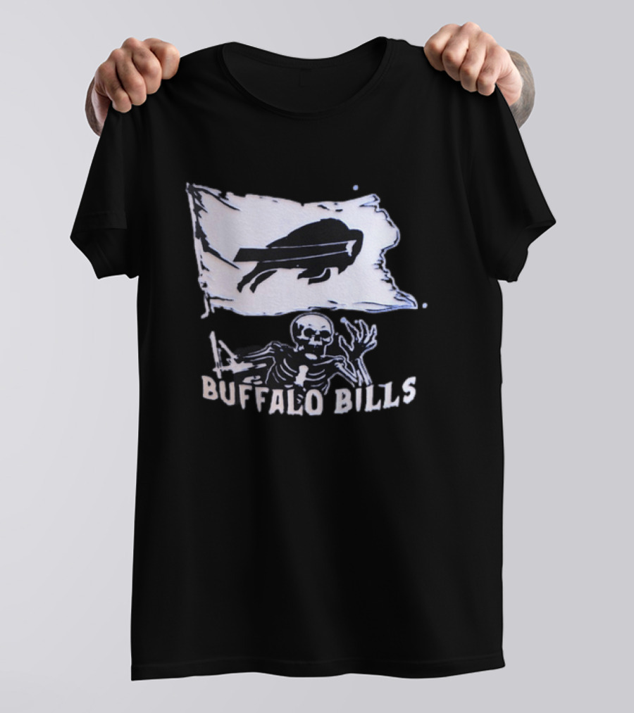Buffalo Bills Skeleton Flag Football NFL Team Spirit T-Shirt