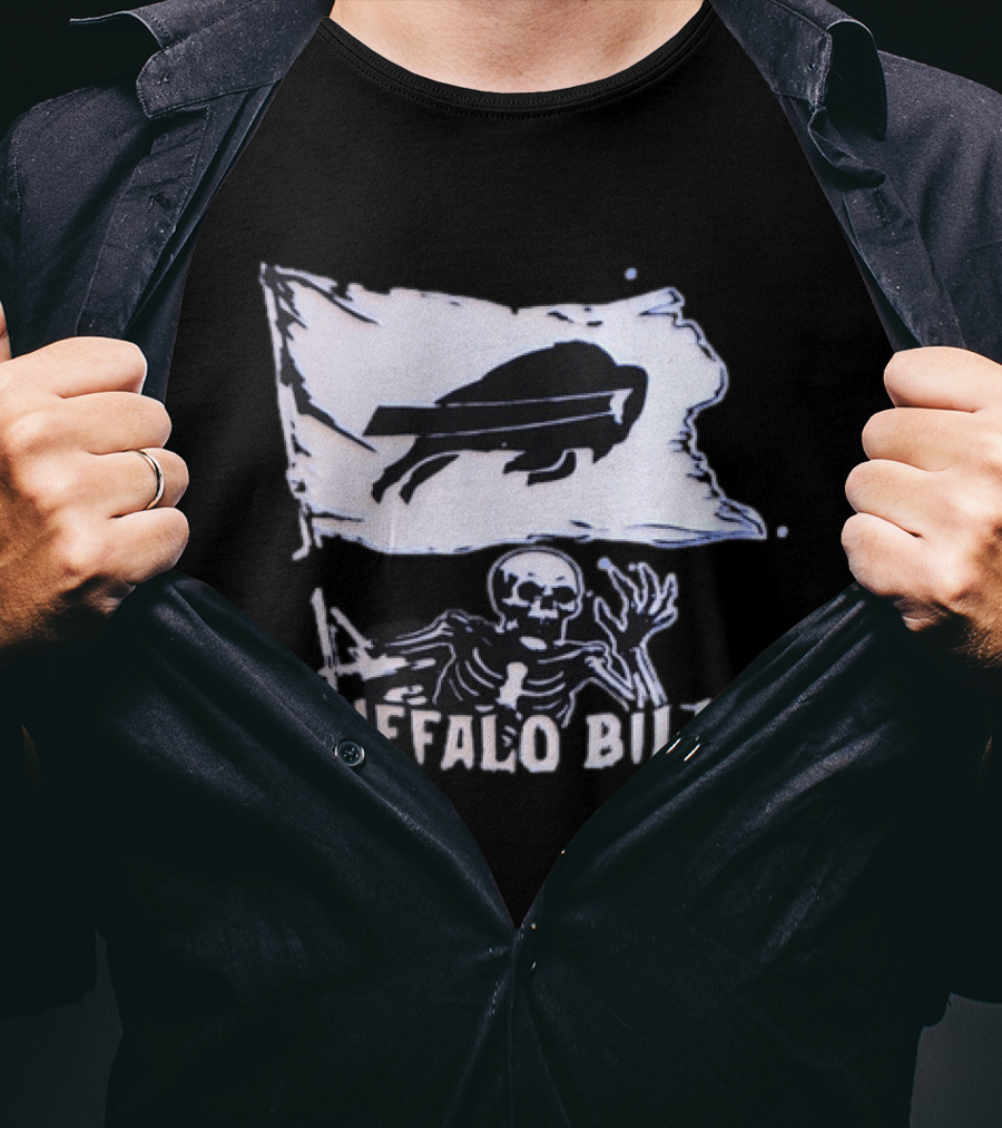 Buffalo Bills Skeleton Flag Football NFL Team Spirit T-Shirt