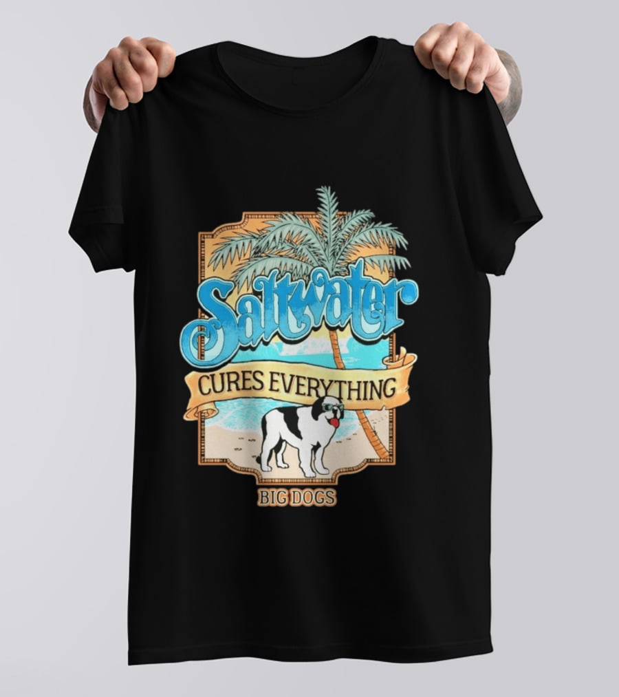Saltwater Cures Everything Big Dogs Palm Beach Scene T-Shirt
