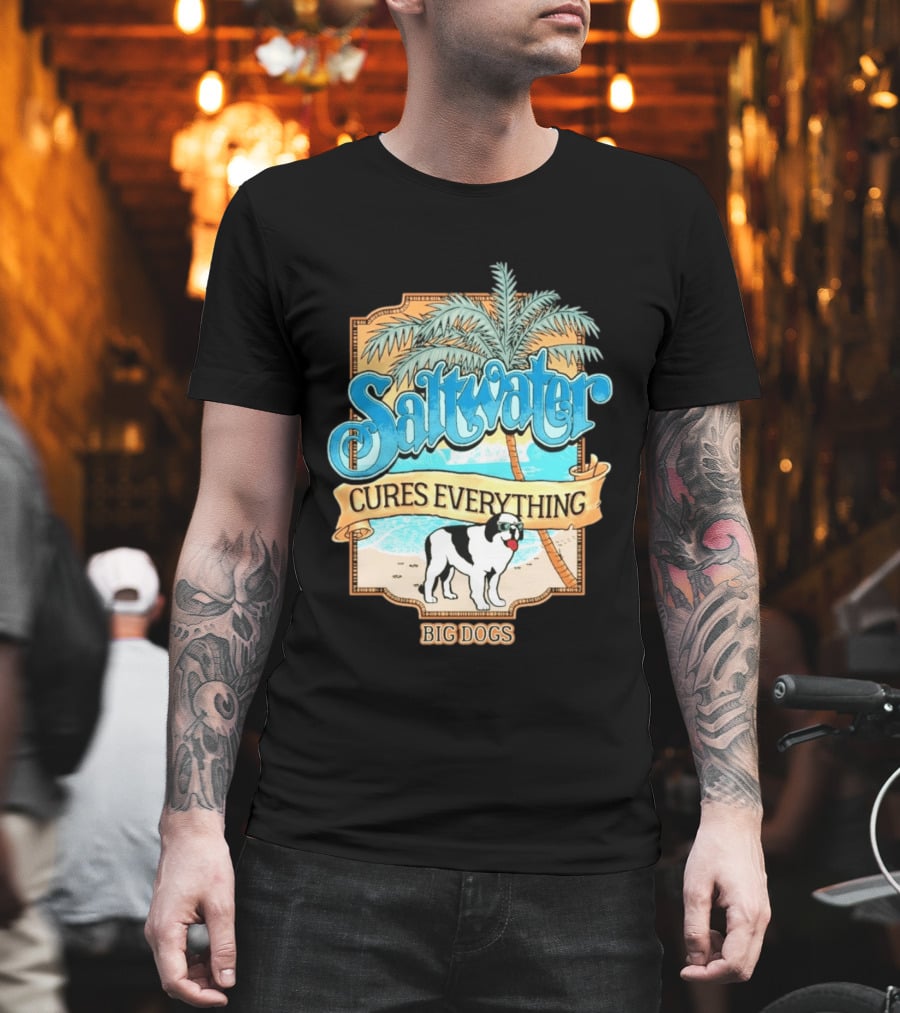 Saltwater Cures Everything Big Dogs Palm Beach Scene T-Shirt