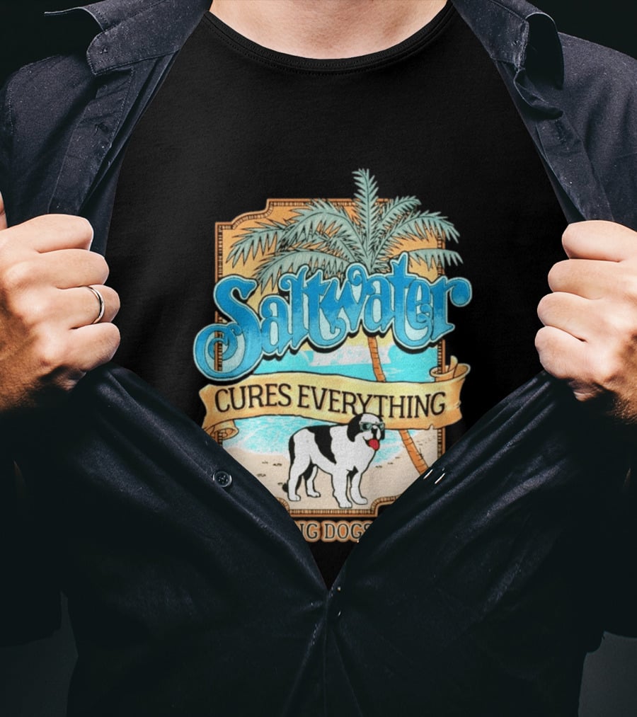 Saltwater Cures Everything Big Dogs Palm Beach Scene T-Shirt