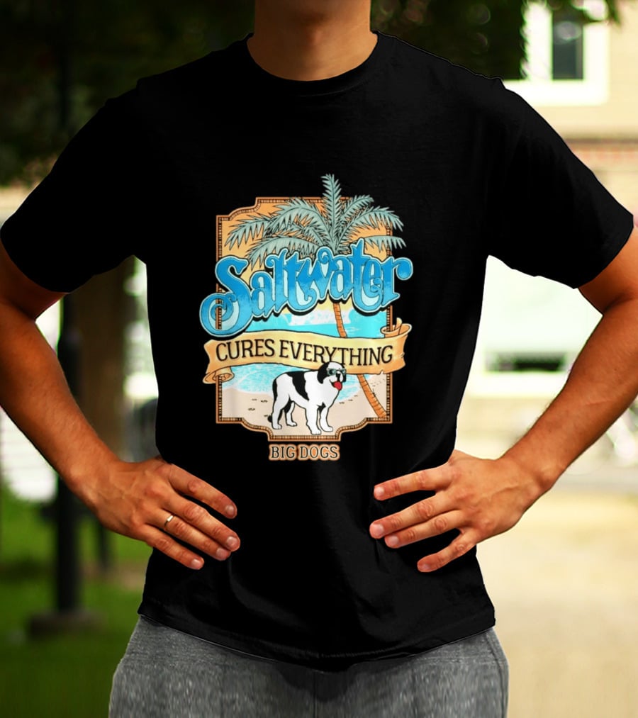 Saltwater Cures Everything Big Dogs Palm Beach Scene T-Shirt