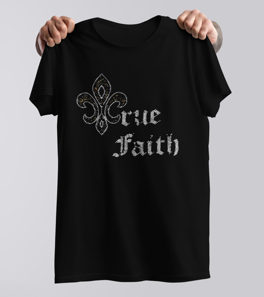 Crue Faith Fleur De Lis Rhinestone Ornament T-Shirt