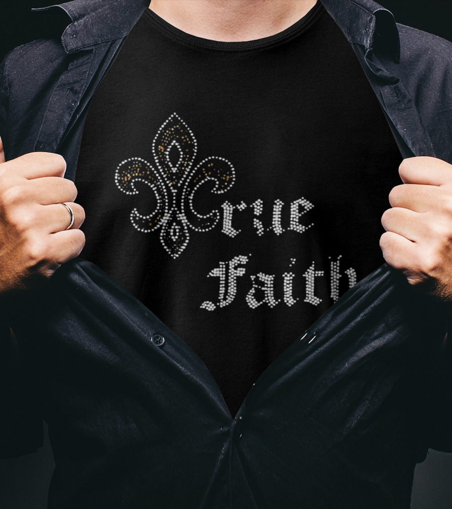 Crue Faith Fleur De Lis Rhinestone Ornament T-Shirt