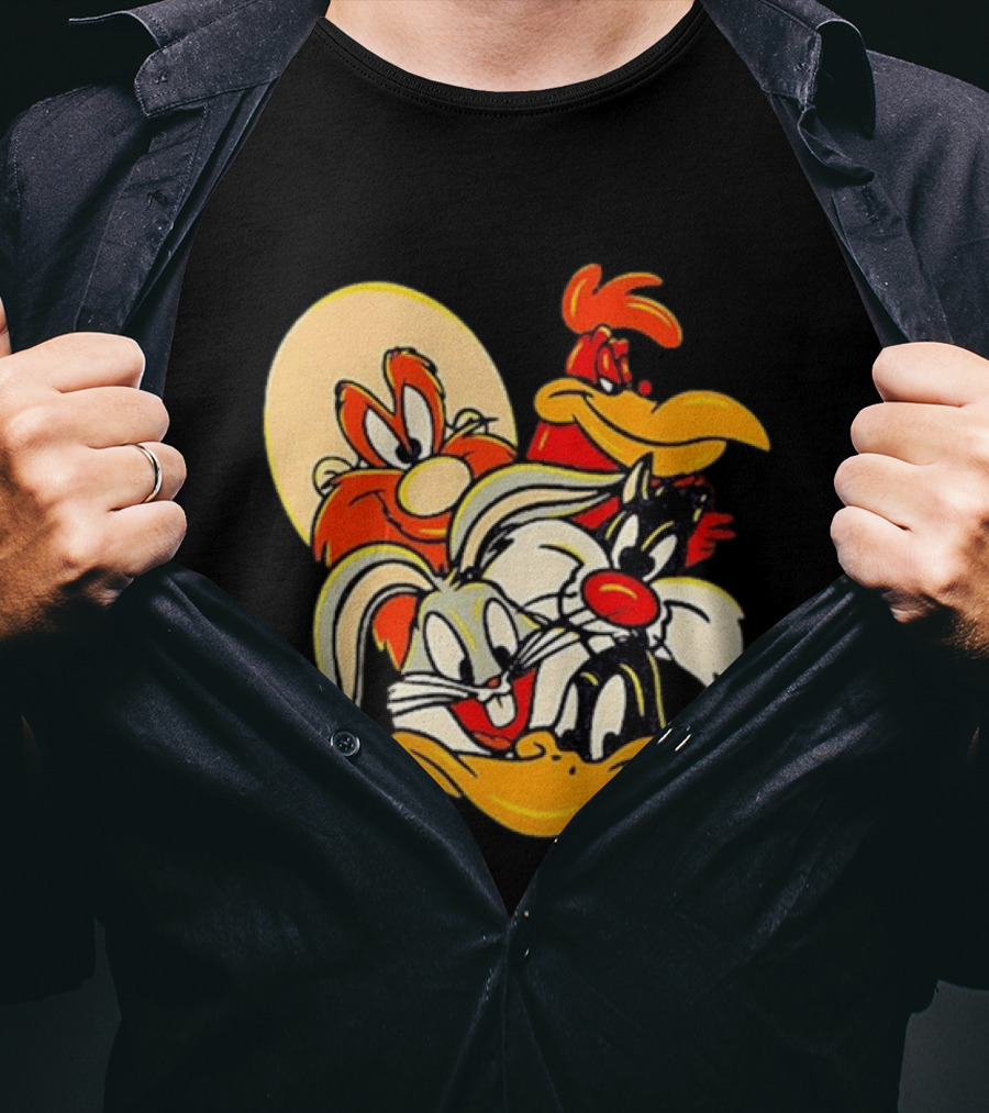 Looney Tunes Smiling Faces Bugs Bunny Sylvester Foghorn Leghorn Taz T-Shirt