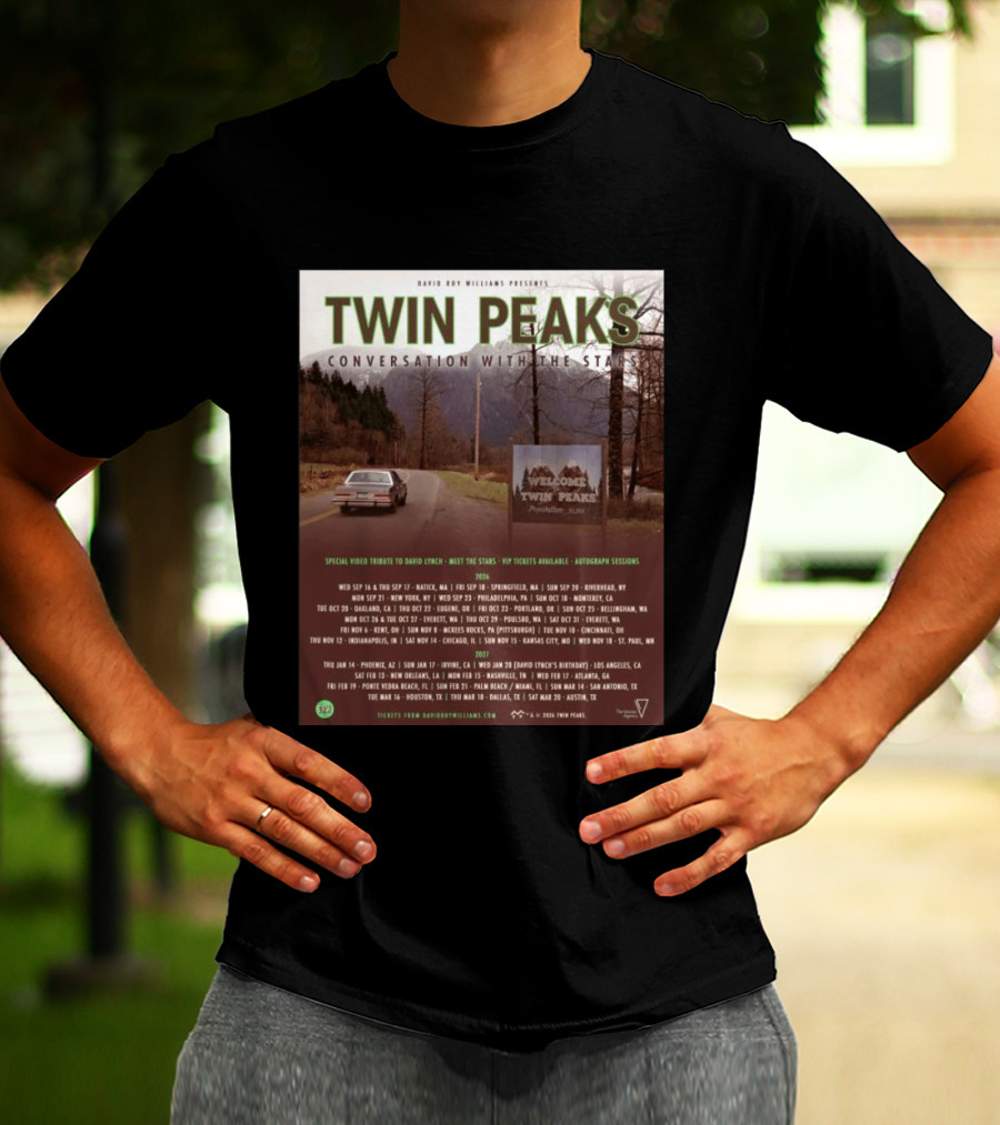 David Roy Williams Presents Twin Peaks Conversation With The Stars Tour Featuring Special Tribute To David Lynch 2023 2024 T-Shirt