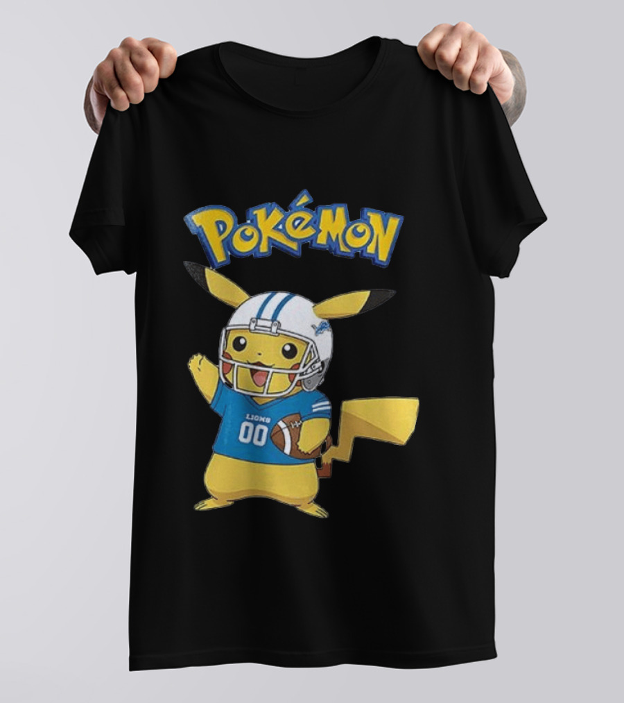 Detroit Lions Pokemon Pikachu Football Fan T-Shirt