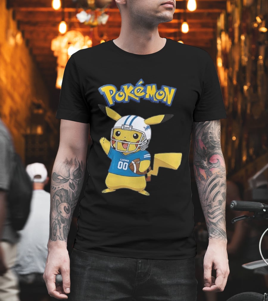 Detroit Lions Pokemon Pikachu Football Fan T-Shirt
