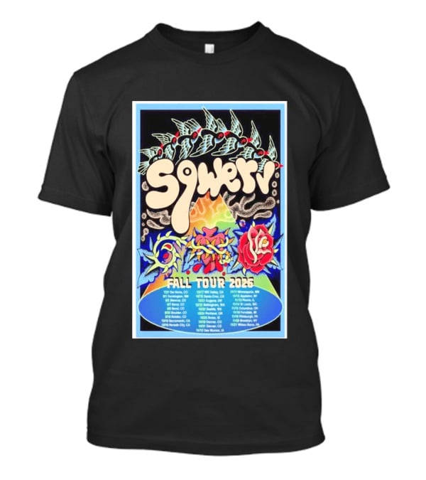 Squeaky Fall Tour 2026 Psychedelic With Rose And Leaf T-Shirt