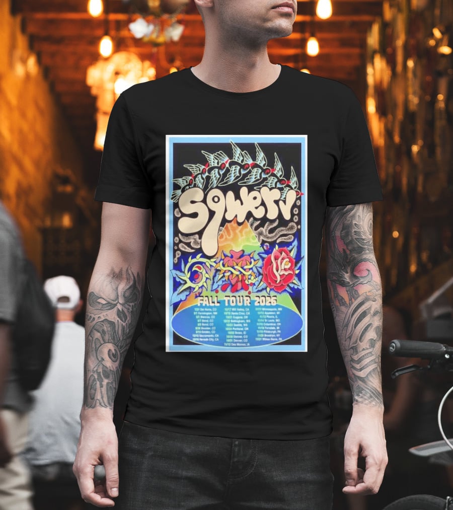 Squeaky Fall Tour 2026 Psychedelic With Rose And Leaf T-Shirt