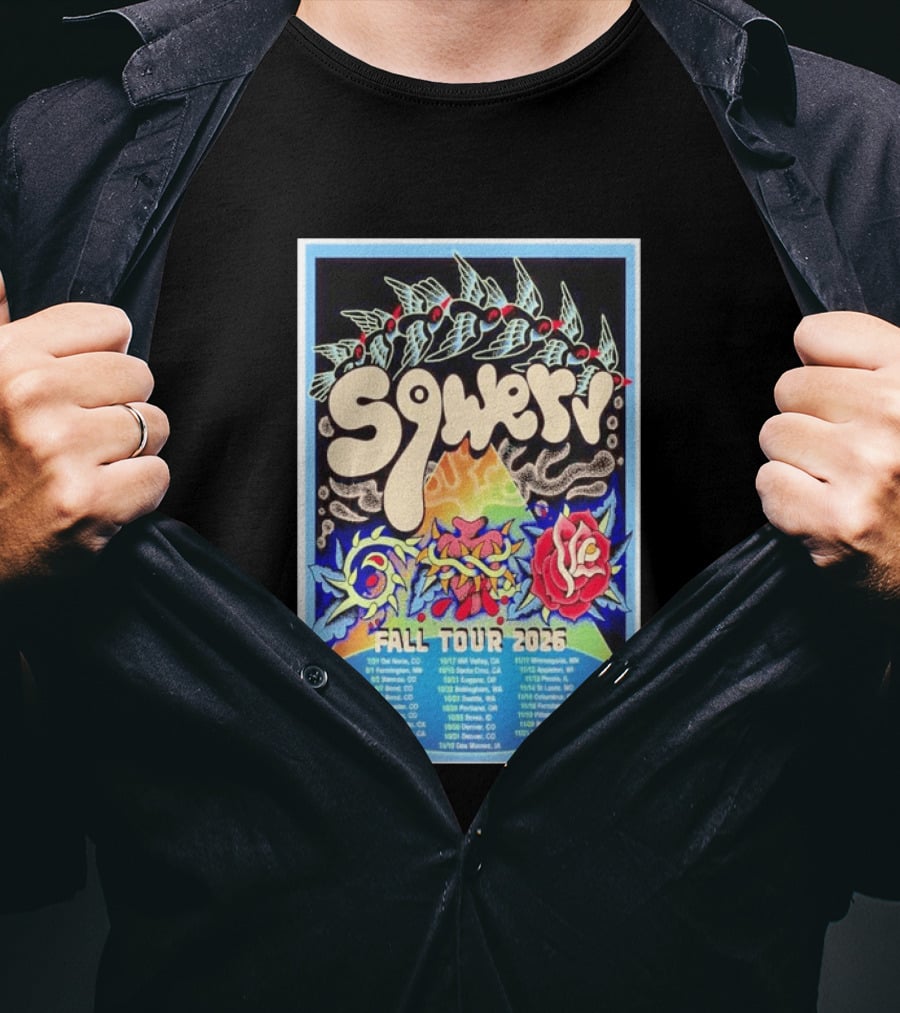 Squeaky Fall Tour 2026 Psychedelic With Rose And Leaf T-Shirt