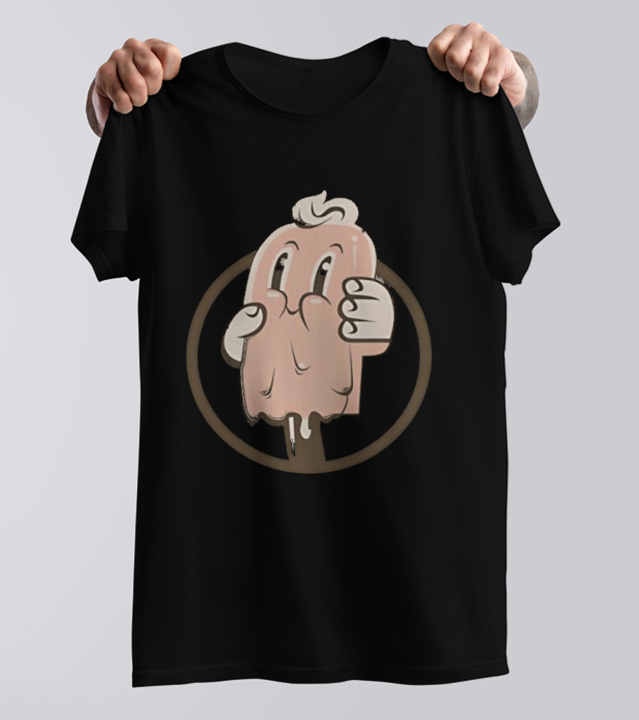 Melting Popsicle Cartoon Character With Circle T-Shirt