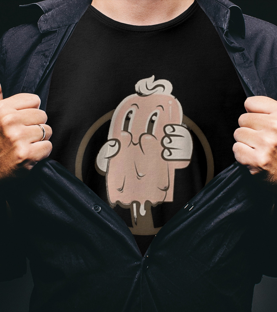 Melting Popsicle Cartoon Character With Circle T-Shirt